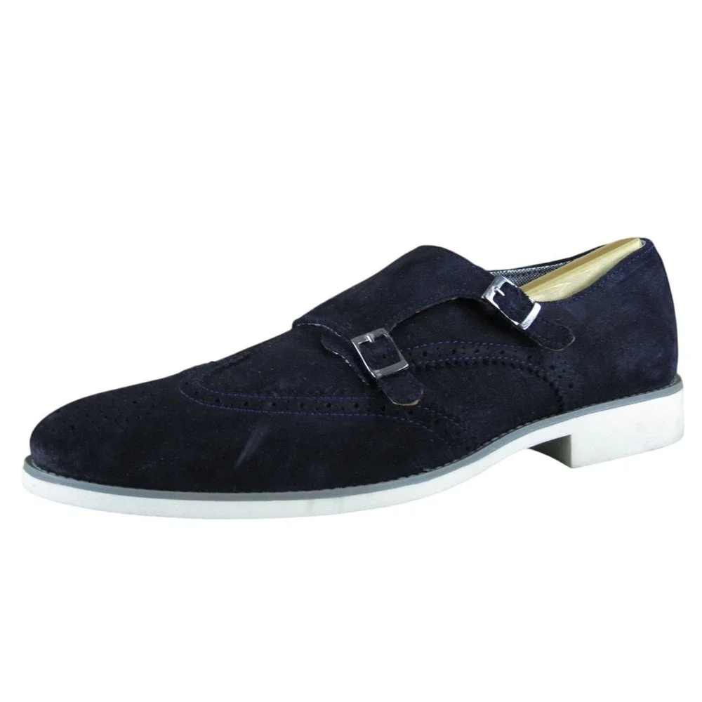 ZARA Men's‎ Casual Shoes Navy Blue Suede Double Monk Strap Size 11 M